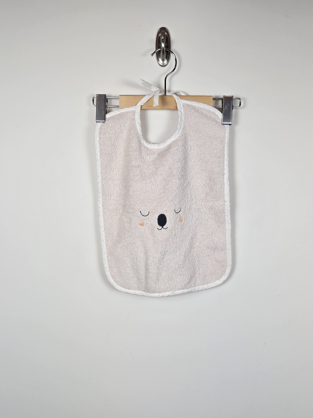 Carré Blanc Paris Baby Bib Bear Face Pink Cotton Terry French Nursery 11x16